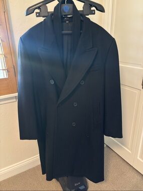 Pronto Uomo Black Double-Breasted Pea Coat